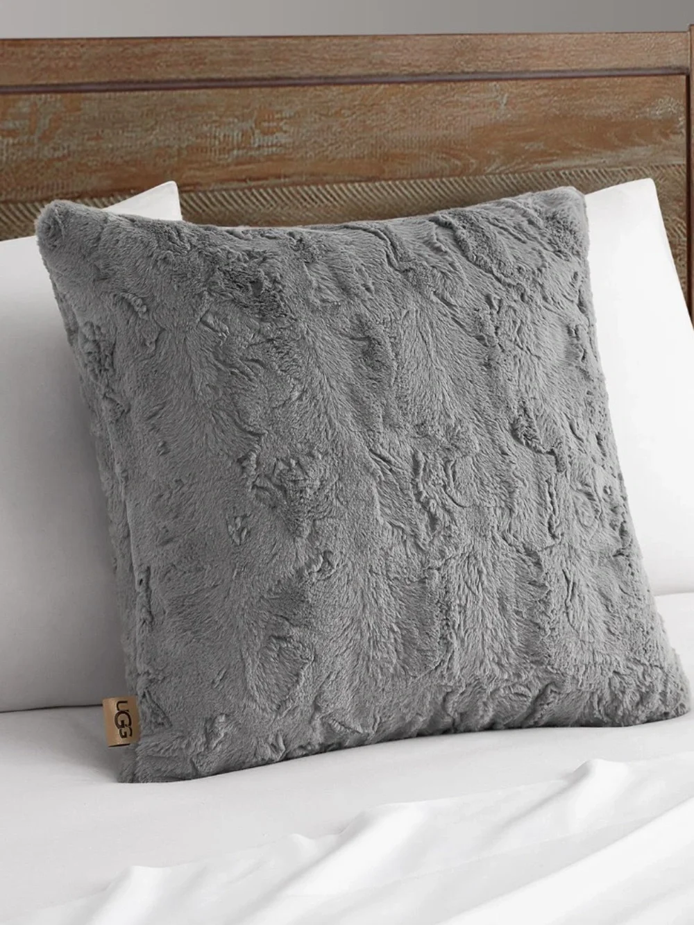 UGG Olivia Plush Light Blue Faux Fur Square Throw Pillow